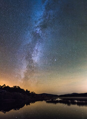Milky Way and stars over Loch Stroan, Galloway Dark Sky Park, Galloway Forest, Dumfries & Galloway, Scotland
