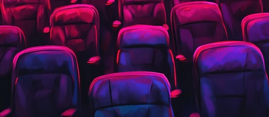 Fototapeta premium Empty rows of red cinema seats in an auditorium