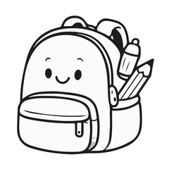 Cute School Supplies Clipart Set | Kawaii Style Line Art for Teachers