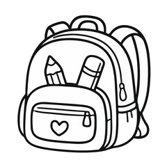 Cute School Supplies Clipart Set | Kawaii Style Line Art for Teachers