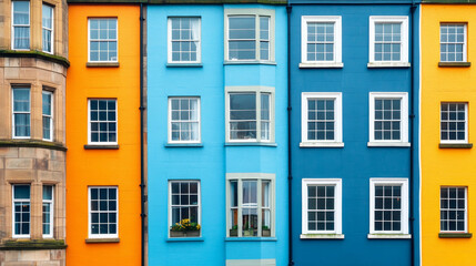 Naklejka premium A vibrant depiction of Victoria Street in Edinburgh’s Old Town, showcasing its colorful, historic buildings. 