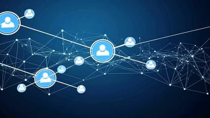 Connected People Network Visualization on a Seamless Blue Background Motion Graphic - Powered by Adobe