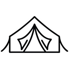 Tent Outline Icon for Camping Adventures, Outdoor Recreation, and Adventure Travel
