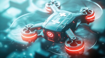 Obraz premium Futuristic Medical Drone, Aerial Emergency Response