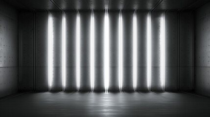A sleek and modern metal wall design featuring sci-fi-inspired glowing light elements. 