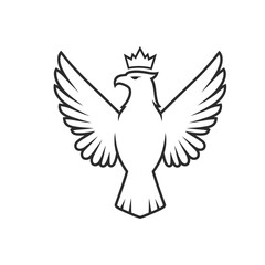 Obraz premium Majestic crowned eagle line art logo design