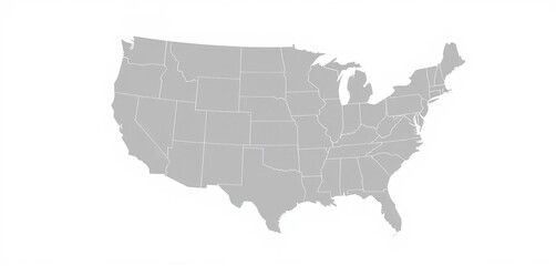 Obraz premium Grey vector map of the USA, isolated on white background, drawing, simple