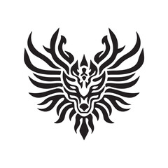 Naklejka premium Vector illustration of a mythical dragon with detailed features and dynamic pose. Ideal for fantasy themes, game design, mythology projects, tattoo art, and decorative illustrations