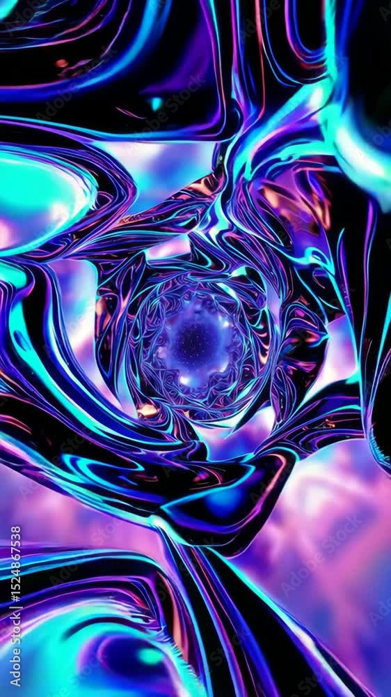 Sticker an animation showcasing a swirling neon tunnel abstract background with stunning visuals