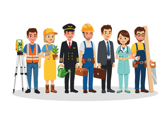 Diverse Professionals A Colorful Illustration of Various Occupations and Career Paths