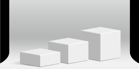 Minimal white podium stage in a clean studio setting with soft lighting. Perfect for product display, branding mockups, advertising, or modern design backgrounds.