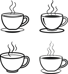 Herbal tea cup with steam line art illustration