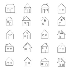 Minimal Line House Icons – Hand-Drawn Outline Vector Set