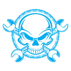  Vintage tribal skull with human head Car Mechanic repair service Silhouette vectors