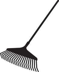 Black garden rake silhouette icon illustration.