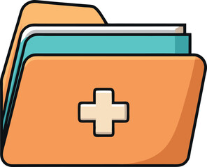 Obraz premium Medical File Folders with Cross Symbol