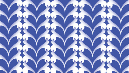 Abstract seamless pattern with blue floral and wave designs, perfect for vector textile illustration, vintage wallpaper, or ocean-themed fabric 