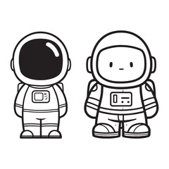 Astronaut Line Art Vector, Vector Astronaut Man Outline, Astronaut Man Vector Illustration, Line Drawing of Astronaut.