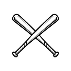 Obraz premium Black and white crossed baseball bats vector
