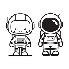 Astronaut Line Art Vector, Vector Astronaut Man Outline, Astronaut Man Vector Illustration, Line Drawing of Astronaut.