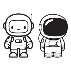 Astronaut Line Art Vector, Vector Astronaut Man Outline, Astronaut Man Vector Illustration, Line Drawing of Astronaut.