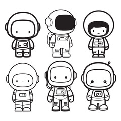 Astronaut Line Art Vector, Vector Astronaut Man Outline, Astronaut Man Vector Illustration, Line Drawing of Astronaut.