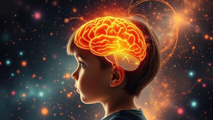 Obraz premium Childs brain activity, illustration