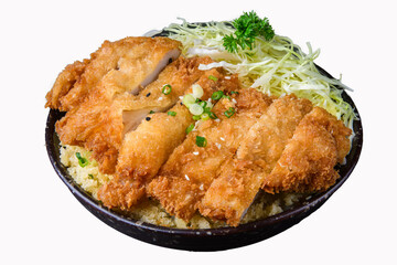 Classic Pork Tonkatsu Rice Bowl with Shredded Cabbage