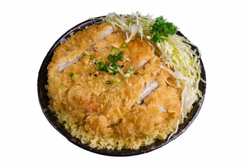 Japanese Katsudon Pork Rice Bowl with Egg.