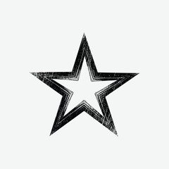 Download a simple, stylized black and white star with a textured, scratchy, hand-drawn appearance. Ideal for logos, icons, stickers, and graphic design projects.
