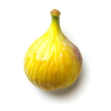 Beautiful and ripe yellow fig on a stark white background