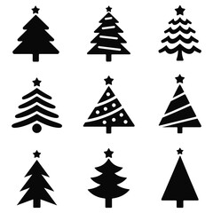 Obraz premium Minimal christmas trees vector silhouettes