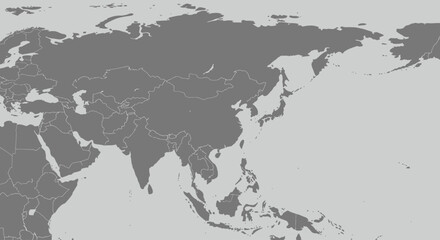 Obraz premium black and white, detailed, high-resolution, realistic asian map, detailed political boundaries, 