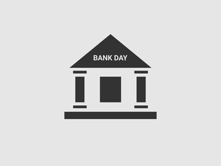 A simple black silhouette icon of a bank building with classical columns