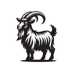 Fototapeta premium Goat silhouette black and white vector icon