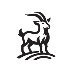 Obraz premium Goat silhouette black and white vector icon