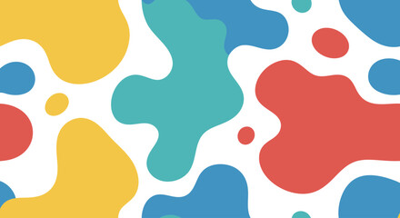 Minimal abstract background with colorful organic blobs in flat style. Modern, playful design ideal for branding, social media, posters, packaging, or digital presentations. Features bold colors