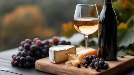 Wine and Cheese Platter with Grapes