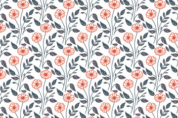 minimal floral texture repeat design.trendy seamless fabric flower pattern.wrapping paper nature home textile.table top one line fashion decoration.hand drawn pillow cover stylish

