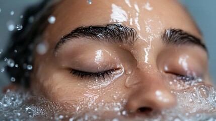 Woman's Face Under Water with Eyes Closed