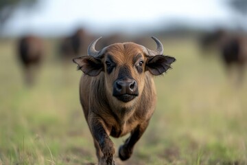 Young African Buffalo Running in the Wild