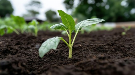 Young Plant Sprouts Growing in Soil