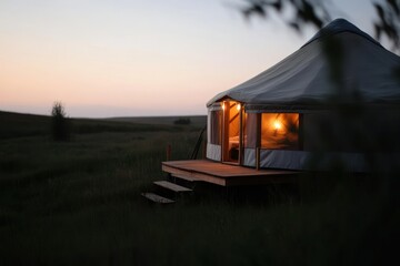 Yurt Camping at Dusk
