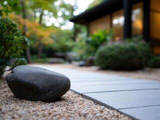 Zen Garden Detail with Stone and Pathway