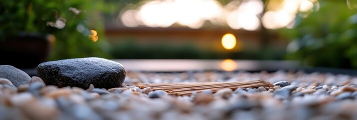 Zen Garden Still Life with Rocks and Warm Light