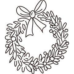 Christmas Wreath with Ribbon Doodle


