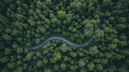 Scenic Winding Road Through Lush Forest