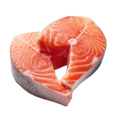 Two heart-shaped salmon fillets,  fresh,  raw,  close-up,  isolated