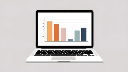 Laptop with Bar Graph: Modern business analytics for data visualization, financial growth, and insightful presentations
