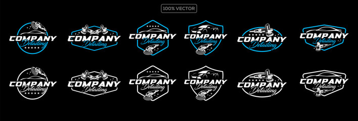 Set of Car Detailing logo design vector template illustration